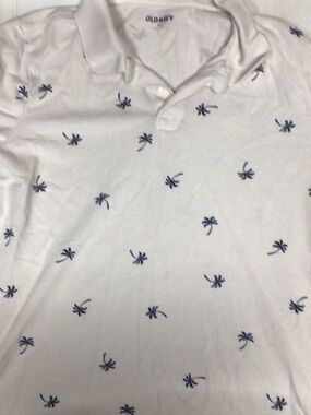 Old Navy Boys' White Polo Tee with Navy Palm Print lot